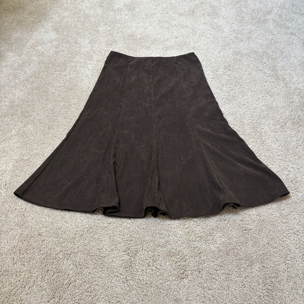 Dressbarn Brown Flared Midi Skirt Size 6 32" Waist